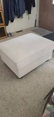 Off White Beige cloth Ottoman