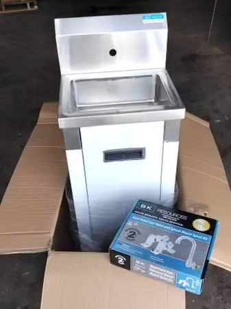 NEW - BK Resources Stainless Steel Hand Sink w Pedestal for Restaurant