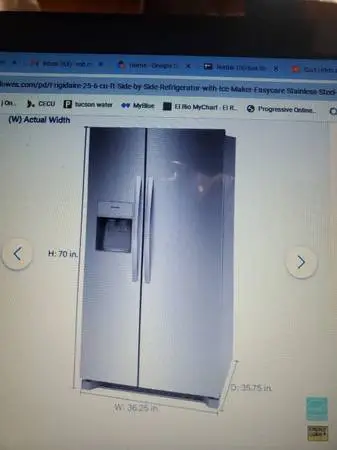 Frigidaire 25.6 cu ft side by side fridge
