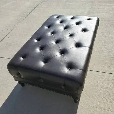Oversized Ottoman Faux Leather Large Dark Brown
