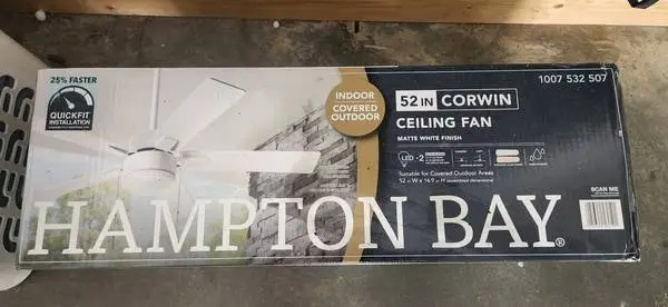 Hampton Bay 52 Corwin Ceiling Fan – Matte White – NEW in Box