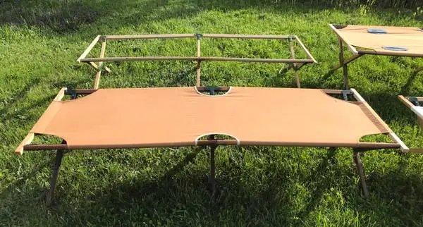 Vintage Wood and Canvas Folding Camp Cot