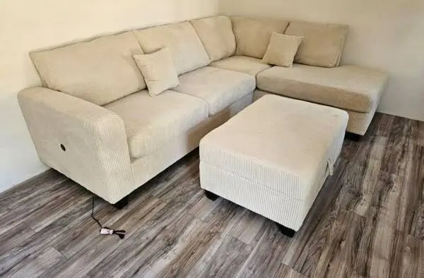 Beautiful Beige L-Shaped Sectional - Spacious & Comfortable