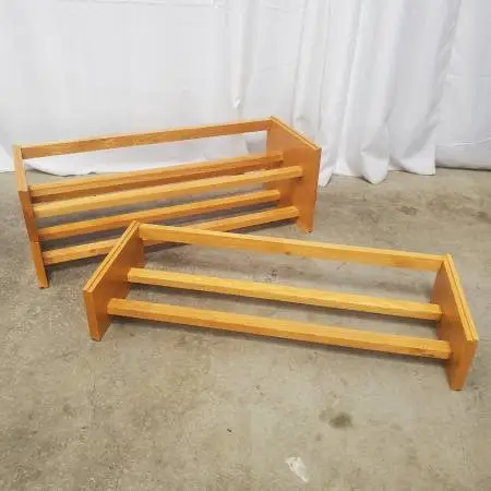 Vintage Scandinavian Modern Solid Oak Stacking Shoe Rack (3 Piece)
