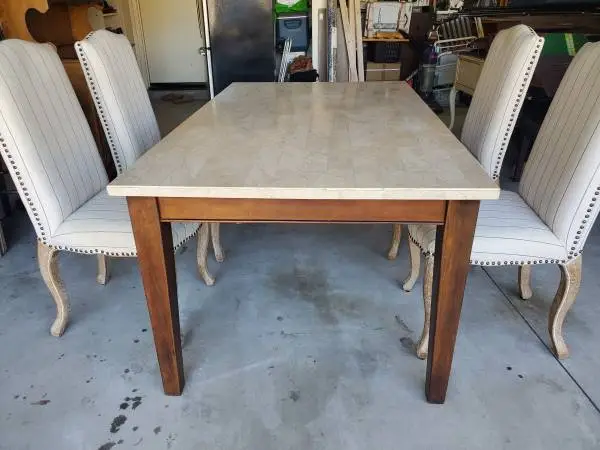 Genuine Marble Top Dining Table & 4 Chairs