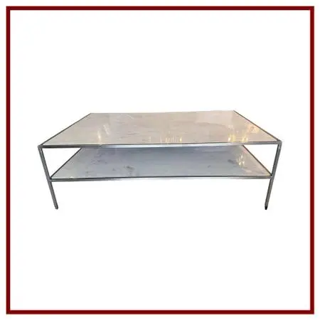 Mid 20th Century Style Marble + Steel Coffee Table