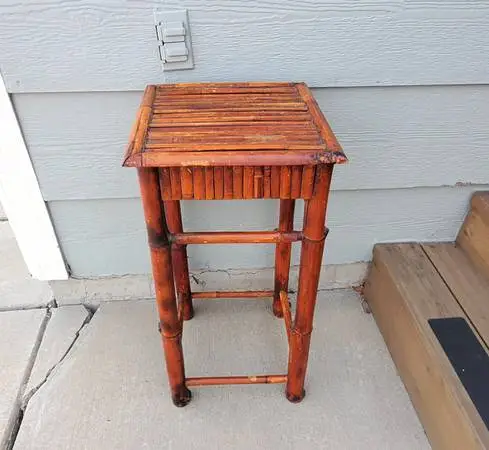 Planter Plant Stand or End Side Table Bamboo Vintage