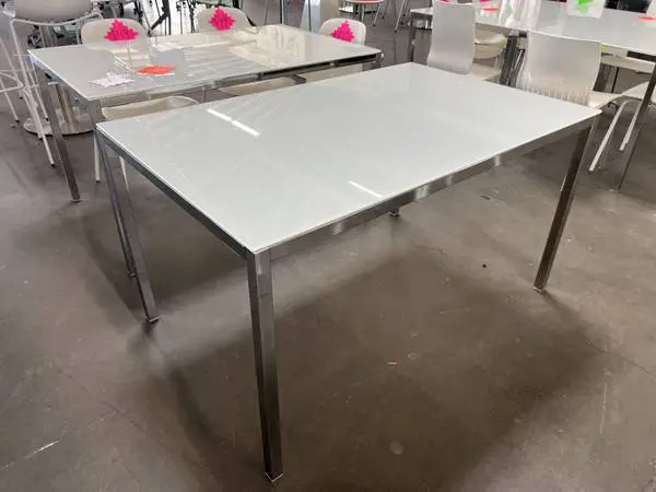 White Glass Top & Chrome Legs Tables (NW Office Liquidations)