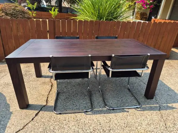 ✨Large WORLD MKT Wood Dining Table/Leather Chairs-Excellent Condition!