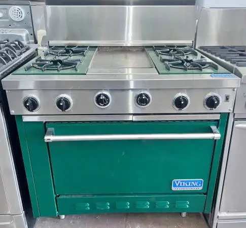 Viking Professional Griddle Gas Range Convection Oven Green 36 inch