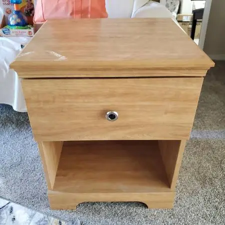 Nightstand with Drawer End Table Light Brown