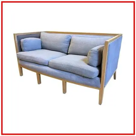 Danish Style Apartment Sofa With Cherry Wood Tone Frame