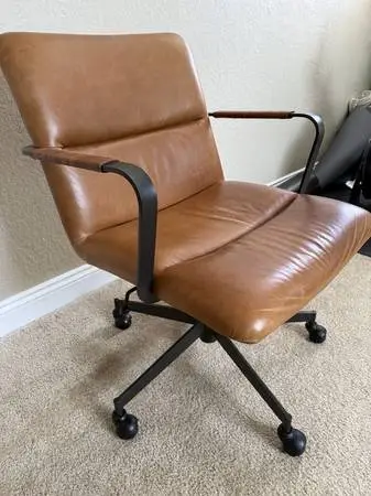 West Elm Cooper Mid Century Leather Swivel Chair