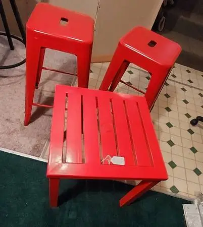 Outdoor Red square table n stools