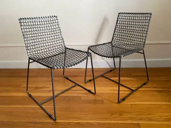 TWO Crate & Barrel “Tig” Hand-Welded Steel Multipurpose Chairs