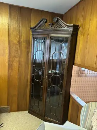 Vintage Harden Furniture Solid Cherry Chippendale Corner Curio Display