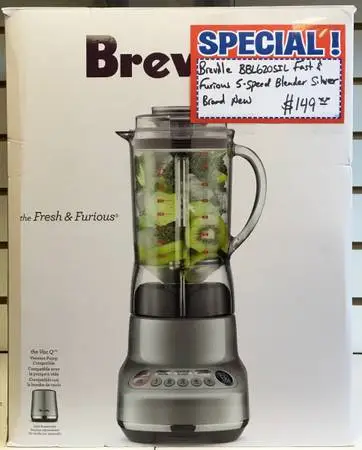 Breville BBL620SIL Fresh & Furious 5-Speed Blender Silver Brand New