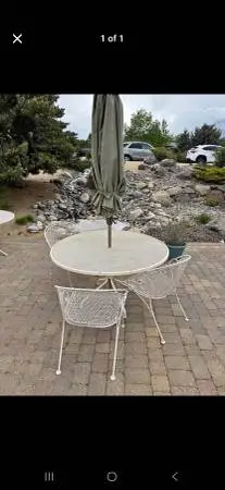 Outdoor Wrought Iron Steel Patio Table/4 chairs