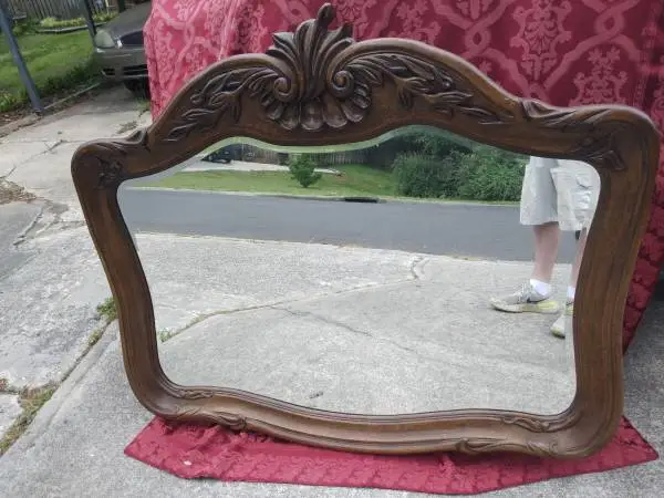 Art Nouveau Mirror-Solid Wood-hand carved, beveled mirror 4.3 X 3.5