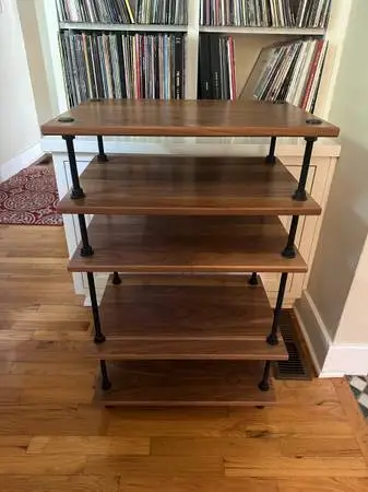 Salamander adjustable solid walnut audio rack