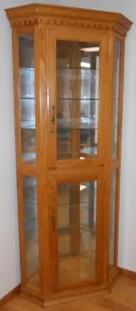 Oak Corner Curio Cabinet 8 Shelves Lighted