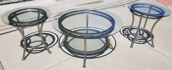 Round 3 Piece Living Room Glass Top Table Set