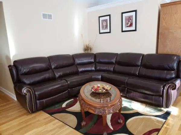 Top grain leather sectional sofa