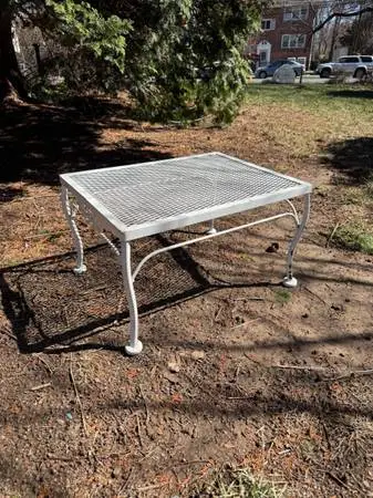 Vintage mid century modern white steel patio end table