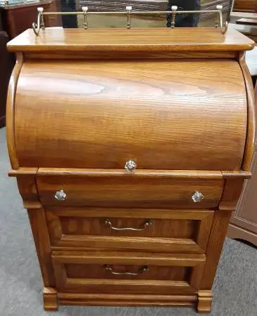 Vintage Oak Roll Top Secretary Desk
