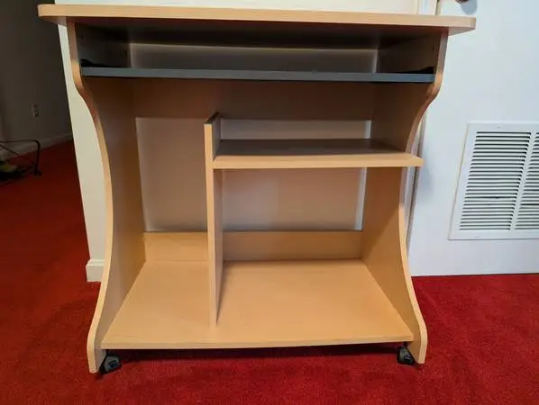 Wheeled Desk & Computer Station - Sturdy Wood But Not Heavy