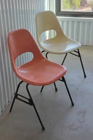 Pair of MCM fiberglass chairs Eames style