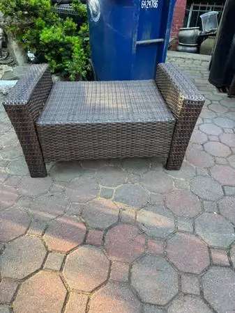 faux wicker patio footrest ottoman