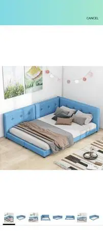 Queen corner platform bed frame