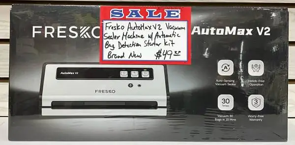 Fresko AutoMax V2 Vacuum Sealer Machine W/ Automatic Bag Detection Starter Kit