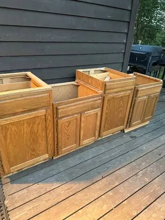 “Hass” oak cabinets