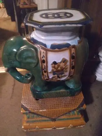 Huge 2-Piece Asian Floor Elephant Statute With Stand