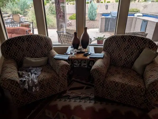 Two matching oversized chairs