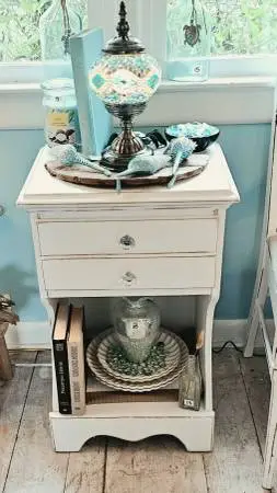 Distressed White Side Table