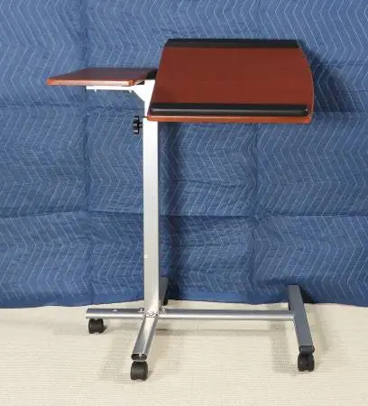 Adjustable Height Laptop Cart Computer Desk in Cherry Finish
