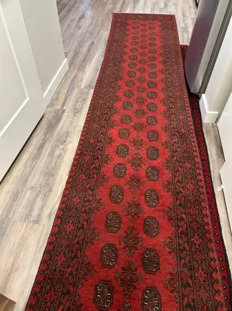 Hand Knotted Vintage Bukhara Long Runner