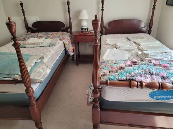 Two twin Mahogany beds $50.00 pair