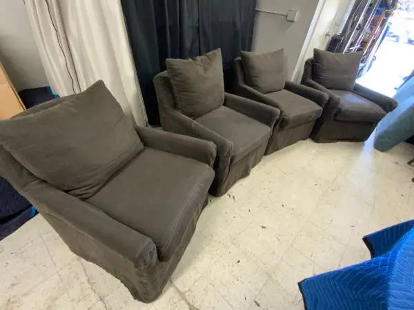 Set of 4 custom slip covered swivel chairs