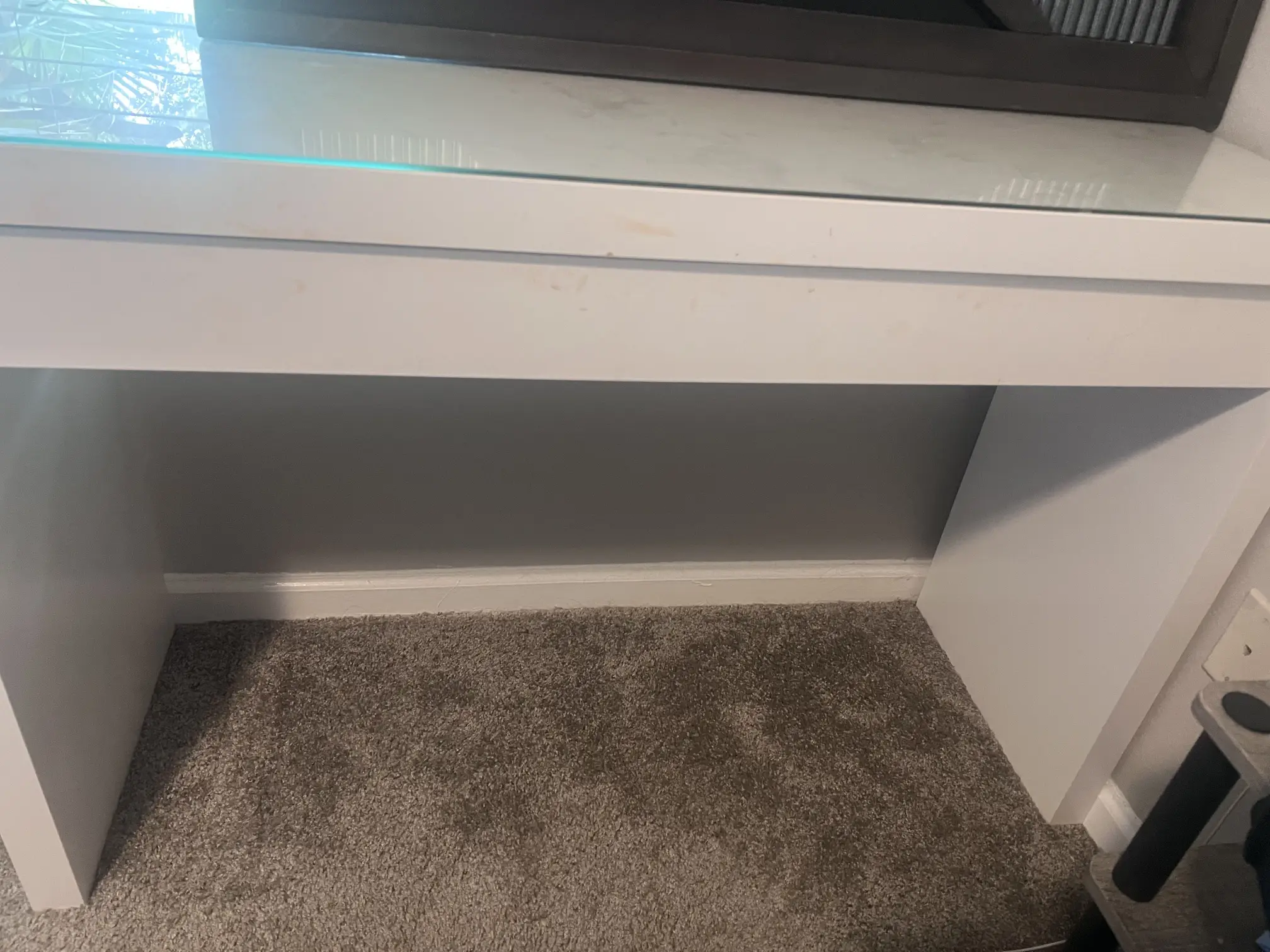 vanity with glass top