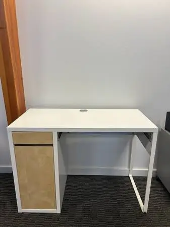 IKEA MICKE Desk with Storage - White & Birch/Light Wood Finish