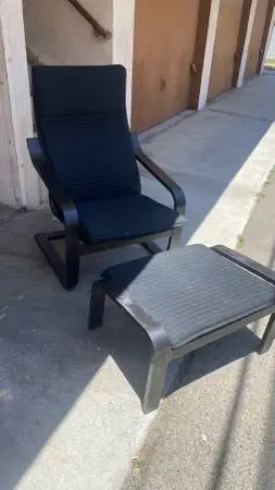 IKEA Black Chair with Ottoman