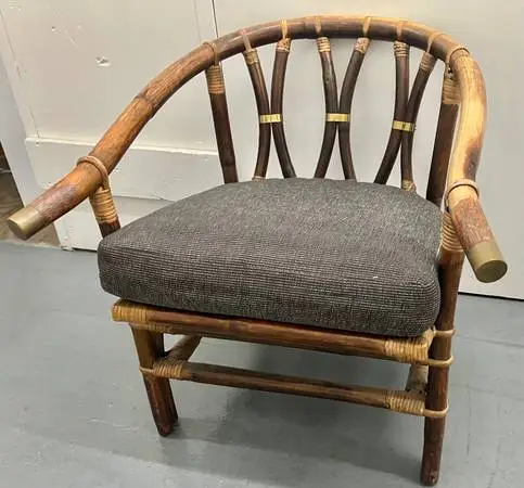 Vintage Mid Century Modern Bamboo Rattan Arm Chair