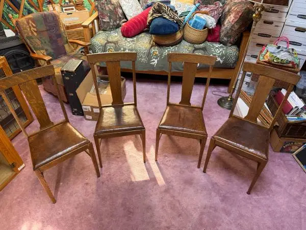 Antique Set of four Matching Oak Chairs - Arts and Crafts or Mission Style
