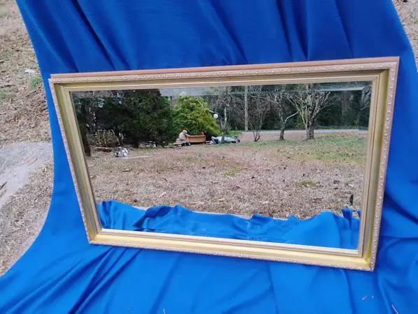 Gold Gilt, solid wood beveled mirror 33.25 X 21