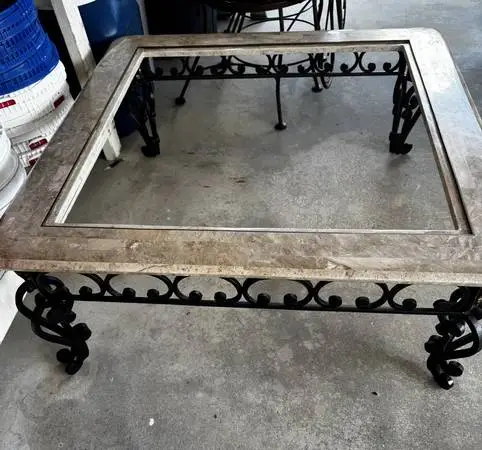 Marble/Metal Glass Top Coffee Table