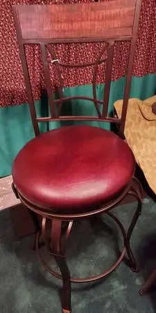 Chair Brown leather seat metal swivel chair